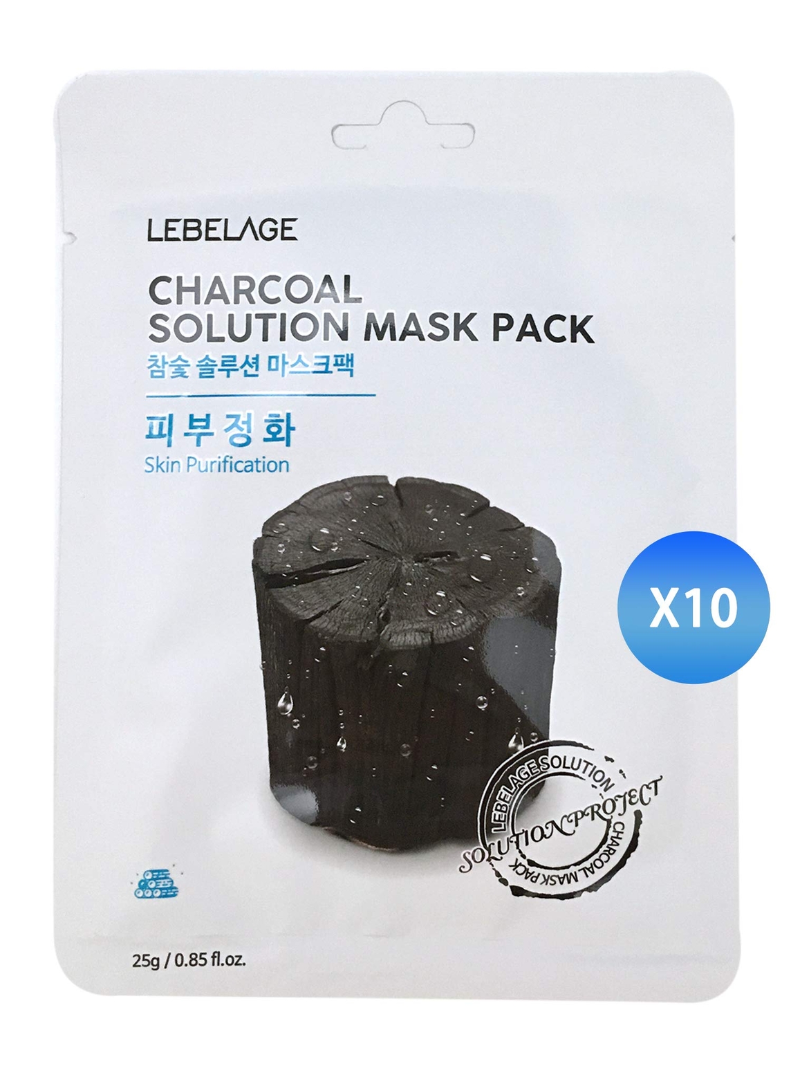 LEBELAGE CHARCOAL SOLUTION MASK PACK 25g * 10pcs
