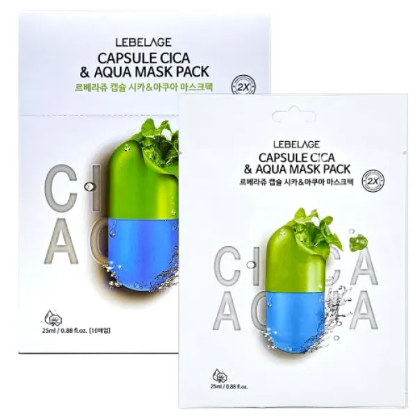 LEBELAGE CAPSULE CICA&AQUA 2X MASK PACK 25ml* 10pcs